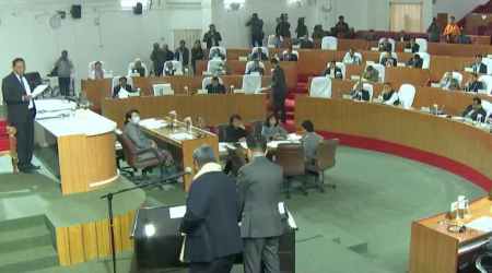 The oath-taking ceremony of the Meghalaya MLAs underway at the state assembly. (Photo: Videograb/Facebook@Meghalaya Legislative Assembly Channel)