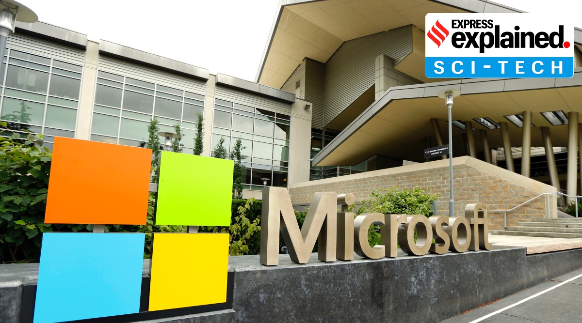 In this July 3, 2014, file photo, the Microsoft Corp. logo is displayed outside the Microsoft Visitor Center in Redmond, Wash.