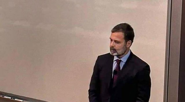 Congress leader Rahul Gandhi during an event at the University of Cambridge, in London, United Kingdom. (PTI)