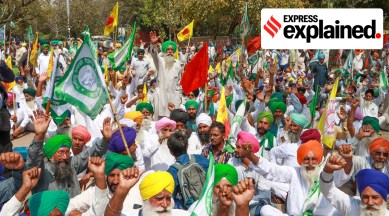 New Delhi: Farmers shout slogans during a protest at Jantar Mantar, in New Delhi, Monday, March 13, 2023.