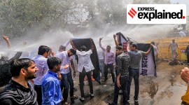 Police using water cannons to disperse doctors protesting against the Rajasthan Right to Health Bill, at Statue Circle in Jaipur, Rajasthan, Tuesday, March 21, 2023.
