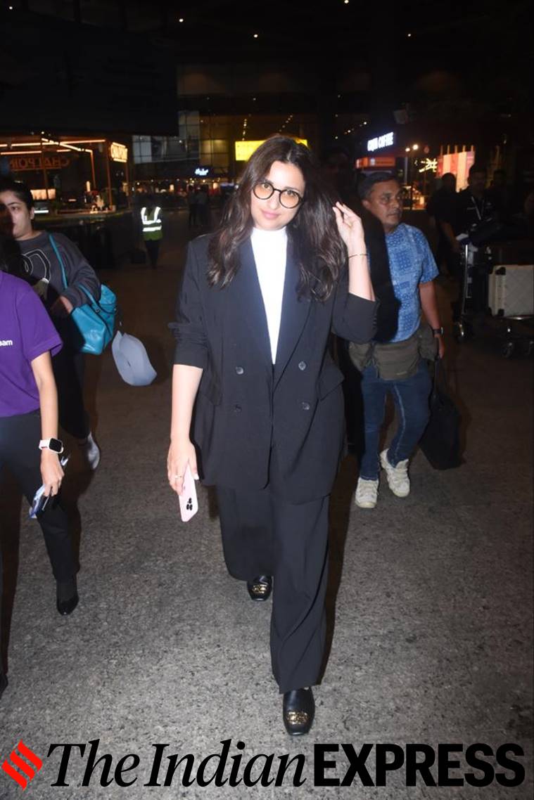 With a sweatsuit worn with a Louis Vuitton tote bag, Parineeti