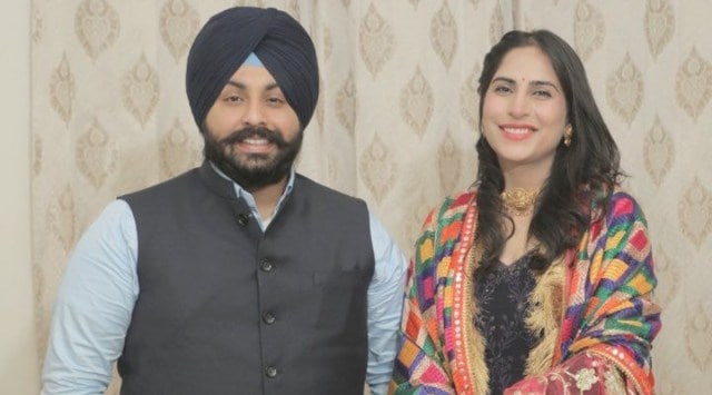Punjab Education Minister Harjot Bains and Mansa SP Dr Jyoti Yadav, also a qualified dentist, got engaged  on Sunday. (Express Photo)
