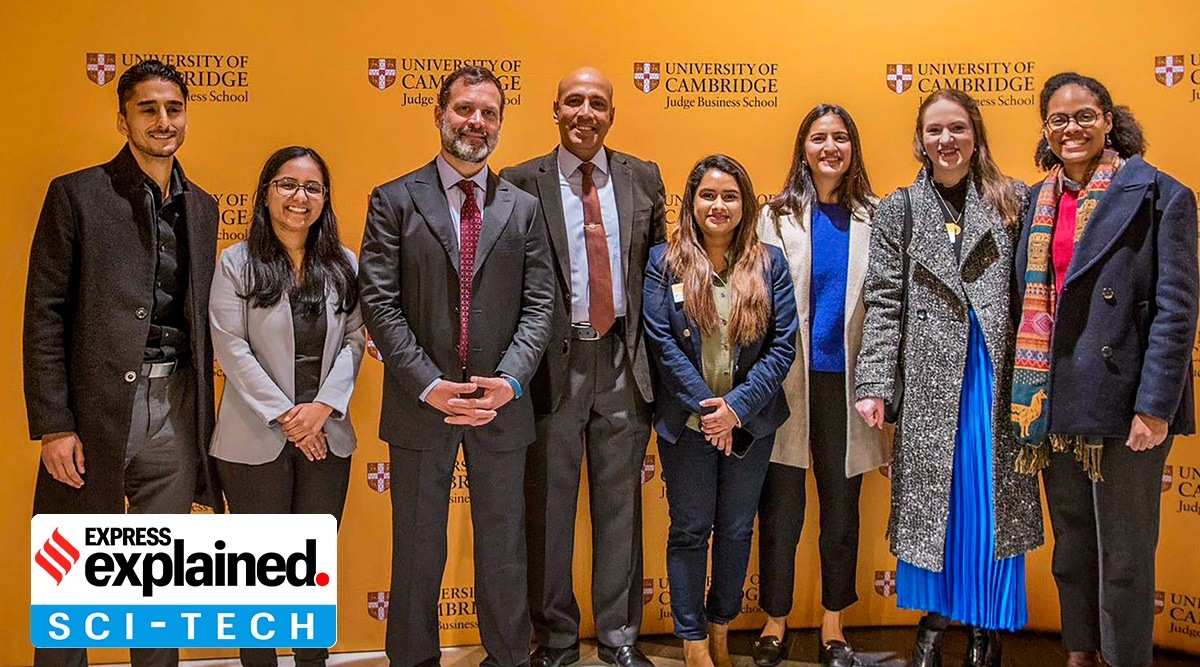 Rahul Gandhi interacting with people at Cambridge in London. (PTI Photo)