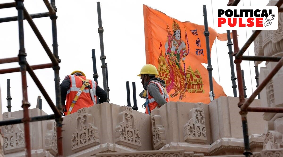 Ram temple construction work is moving at a fast pace in Ayodhya. (Express photo by Vishal Srivastav)