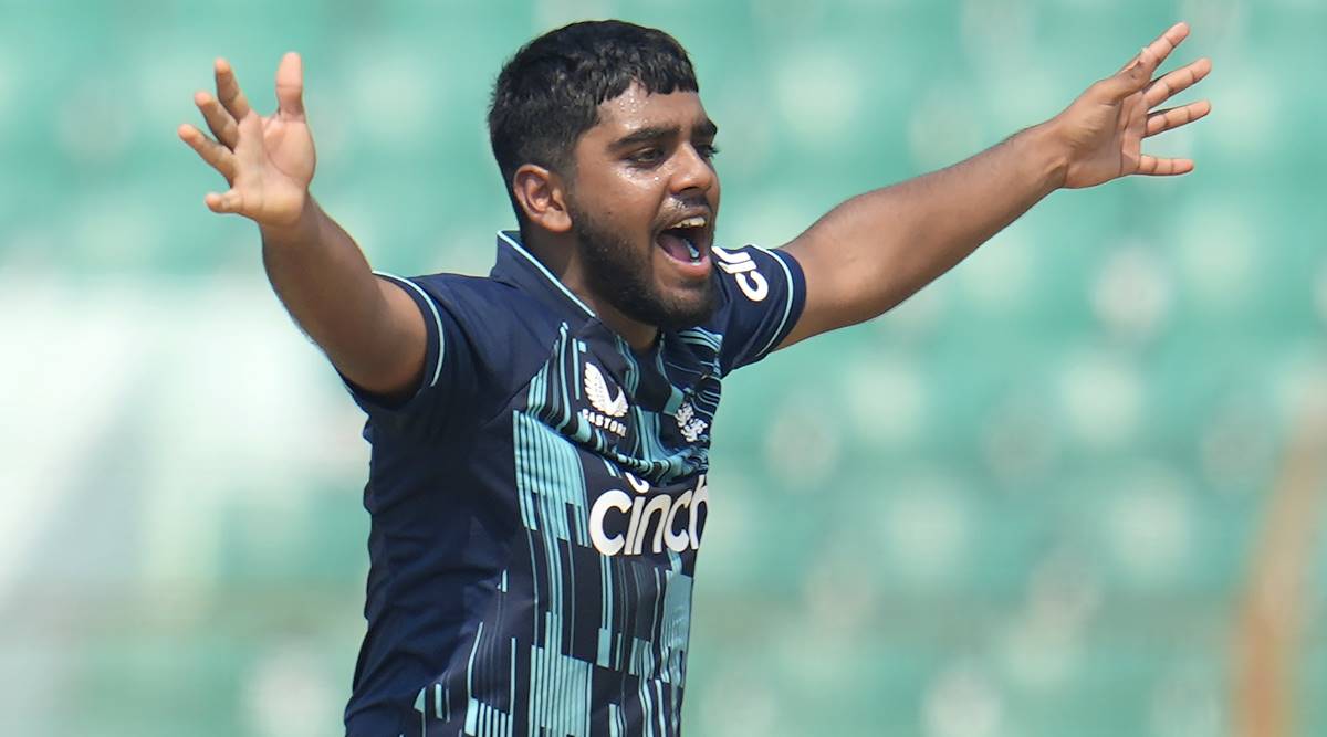 England's Rehan Ahmed appeals during the third one day international cricket match between Bangladesh and England in Chattogram. (AP)