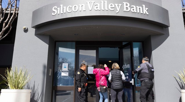 Without getting into specific and tedious details, the collapse of SVB can be characterised as a textbook case of a run on the bank. (AP)