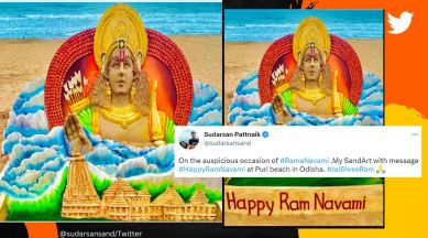 Sand artist Sudarsan Pattnaik wishes Ram Navmi with his unique sand art depicting Lord Rama