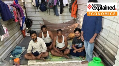 Workers from Bihar and Jharkhand at a construction site near Guindy, Chennai.