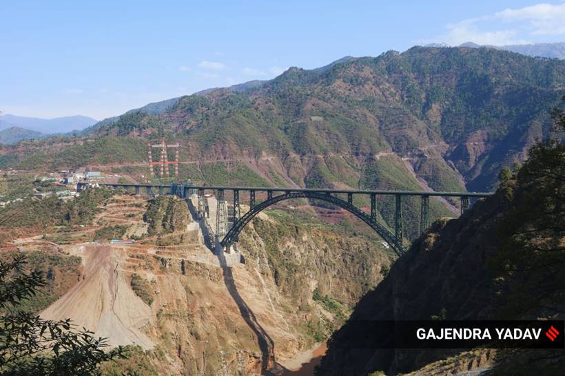 The Chenab railway bridge is taller than the Eiffel Tower. (Express photo by Gajendra Yadav)