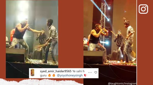 Yo Yo Honey Singh grooves with cleaning staff on stage during concert in Jaipur