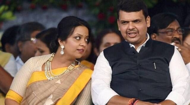 Amruta Fadnavis with Devendra Fadnavis (file)

