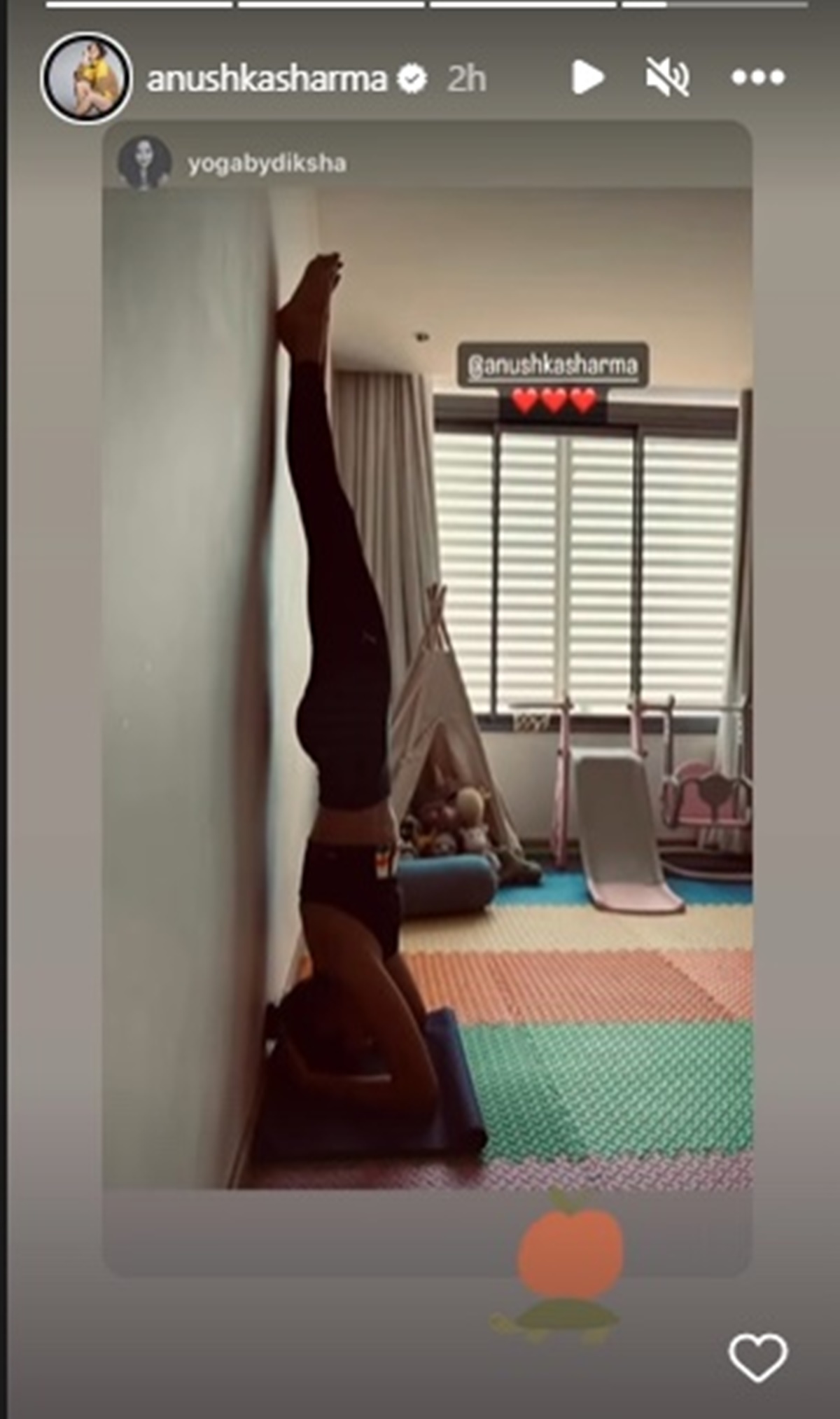 anushka sharma trainer reshare wall supported handstand 200