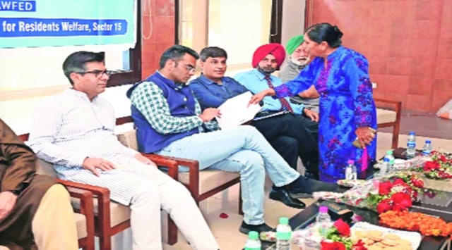 Mayor Anup Gupta during the CRAWFED meeting in Chandigarh Sunday. (Express  Photo)