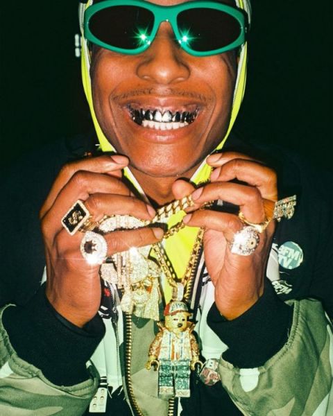 A$AP Rocky sports teeth grills