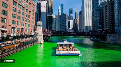 Chicago River dyed green for St. Patrick's Day 