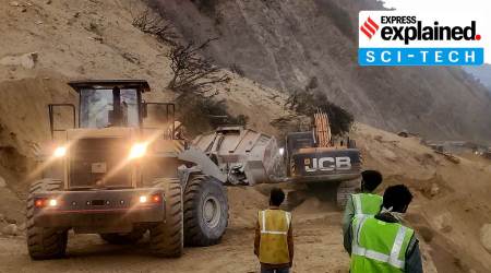 A rescue team with machinery at the landslide site, in Banihal, Tuesday, March 10, 2023. (PTI Photo)