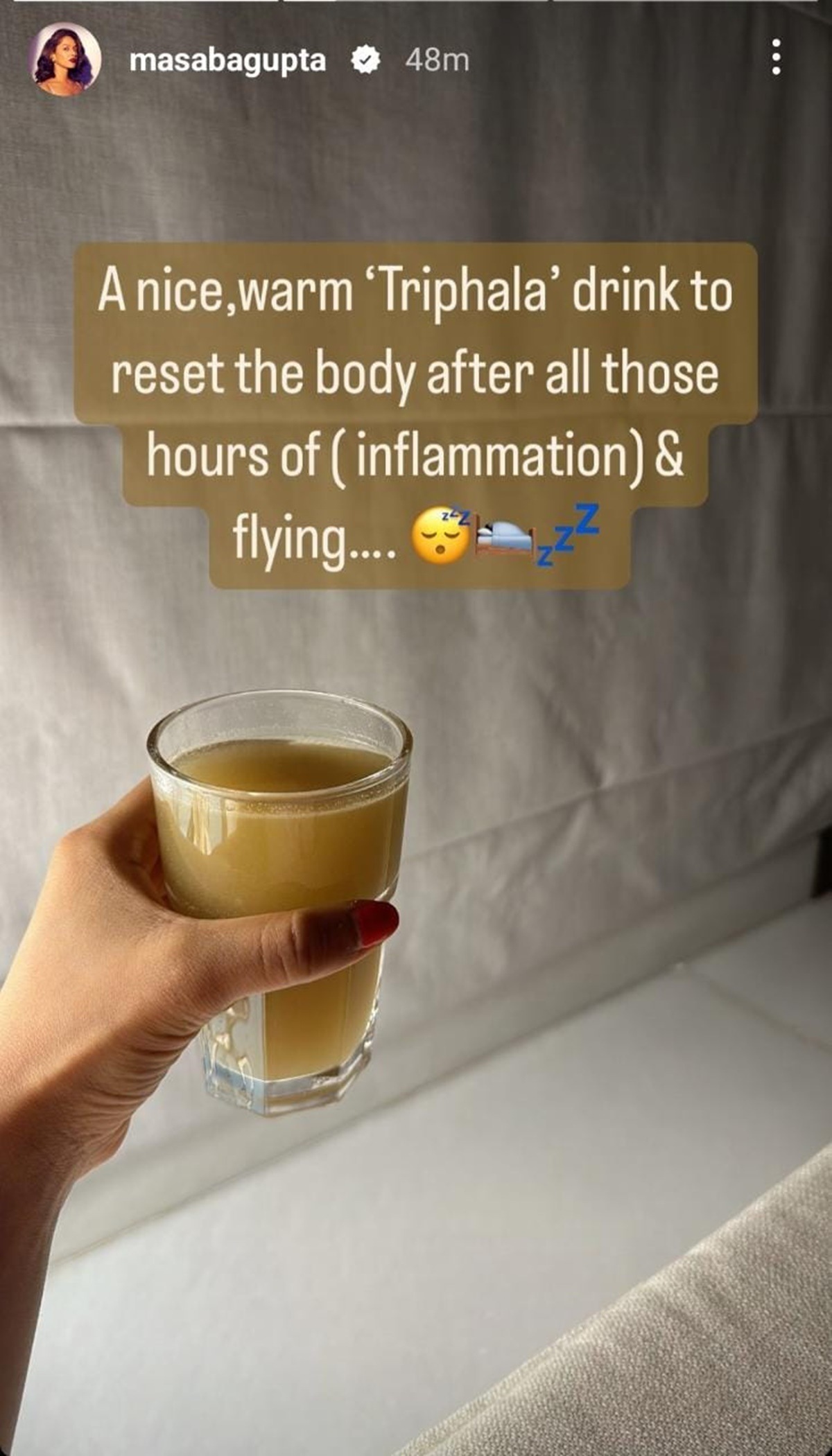 Masaba Gupta drinks triphala to ‘reset’ her body, rubs ghee on belly