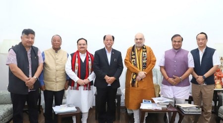Union Home Minister Amit Shah with Nagaland CM Neiphiu Rio during a meeting, in New Delhi (PTI)