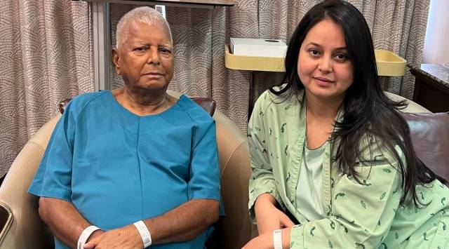 RJD President Lalu Prasad with daughter Rohini Acharya. (Photo: Rohini Acharya/ Twitter)
