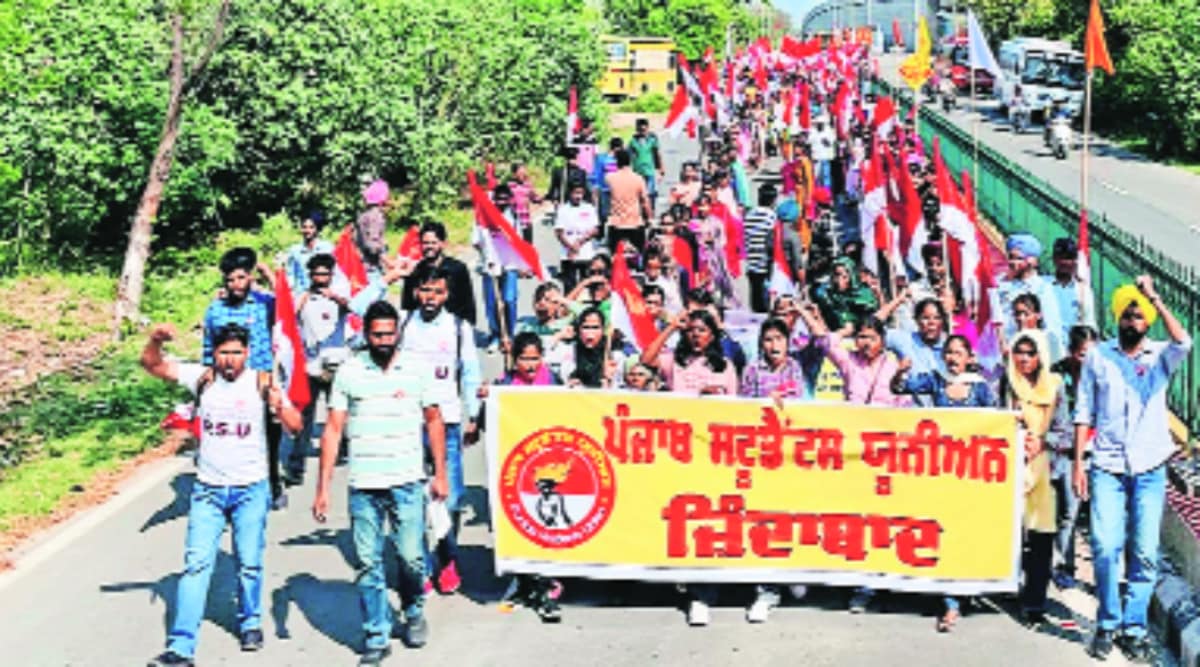 Despite Sec 144 in Sangrur, students’ union stages protest outside CM’s
