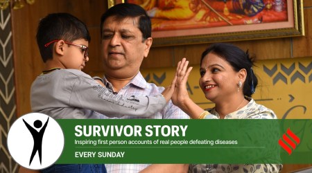 Ajay Gupta his wife Arati Gupta and Child Yashodhan at his residence in Jaipur (Express photo by Rohit Jain Paras)
