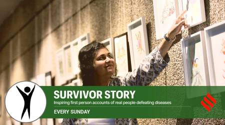 Cancer survivor and artist Jayasree Bahl's exhibition (Express photo by Anil Sharma).