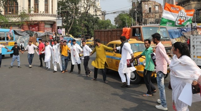 WEST BENGAL Pradesh Youth Congress workers protest, protest against Rahul Gandhi's disqualification, Rahul Gandhi's disqualification, Rahul Gandhi disqualification, Kerala CPM, Kerala Congress, Rahul Gandhi, Rahul Gandhi conviction, indian express,