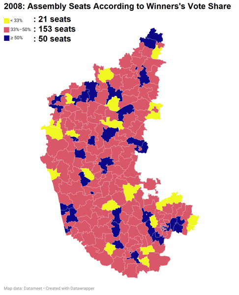2008: Assembly seats according to winners' vote share