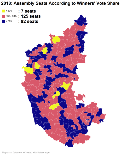 2018: Assembly seats according to winners' vote share