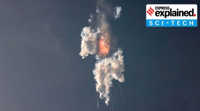 SpaceX's next-generation Starship spacecraft, atop its powerful Super Heavy rocket, explodes after its launch from the company's Boca Chica launchpad on a brief uncrewed test flight near Brownsville, Texas, U.S. April 20, 2023.