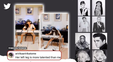 Ambidextrous artist draws 8 portraits simultaneously using her hands and feet