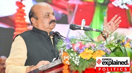 Karnataka CM Basavaraj Bommai speaking at an event.