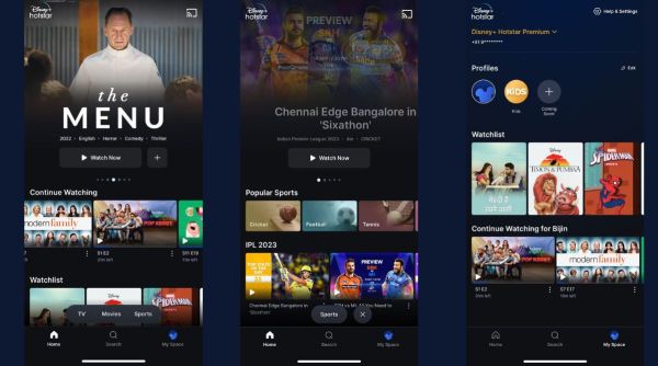 Disney+ Hotstar interface