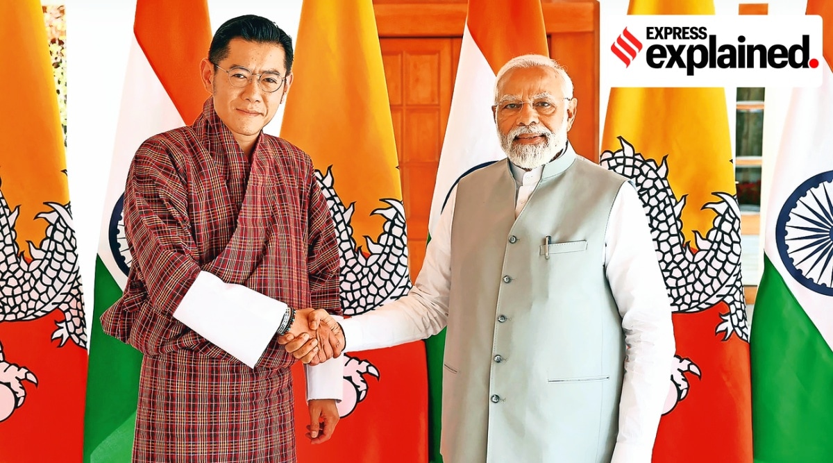 Prime Minister Narendra Modi with the King of Bhutan Jigme Khesar Namgyel Wangchuck in New Delhi on April 4. PTI