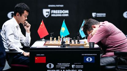 Ding defeats Carlsen in the first set of their Tour Final match