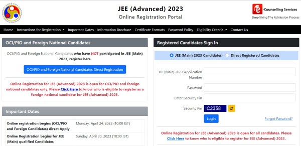 JEE Advanced 2023 registration begins
