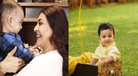 Kajal Aggarwal with son Neil Kitchlu
