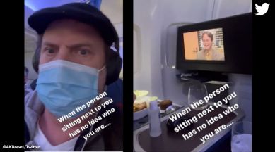 Rainn Wilson of The Office on flight