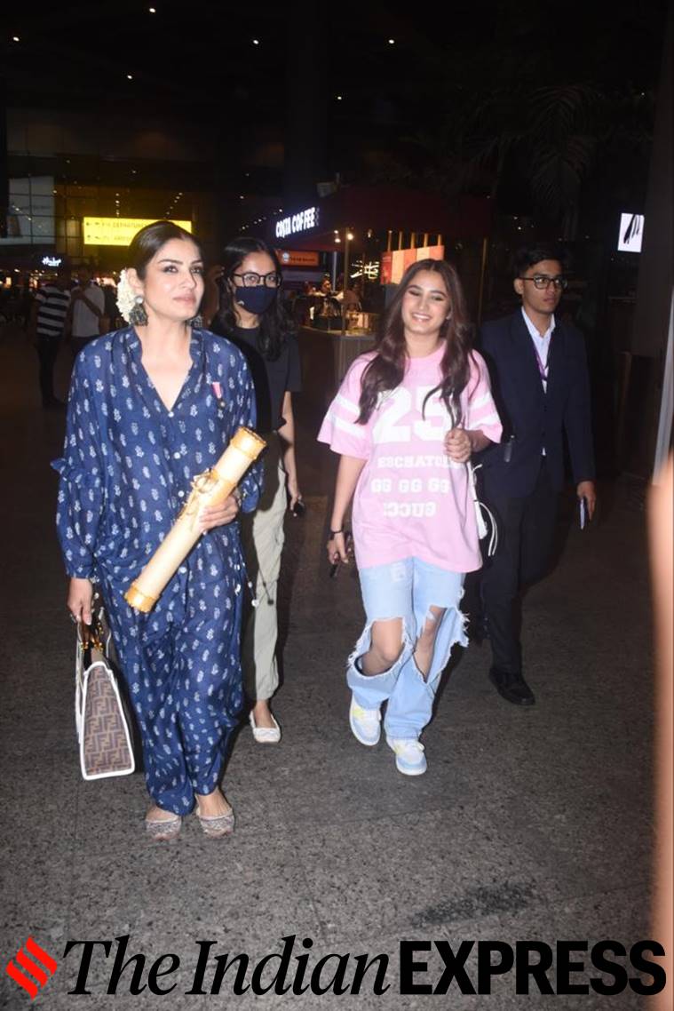 Raveena Tandon was spotted at the airport with her daughter.