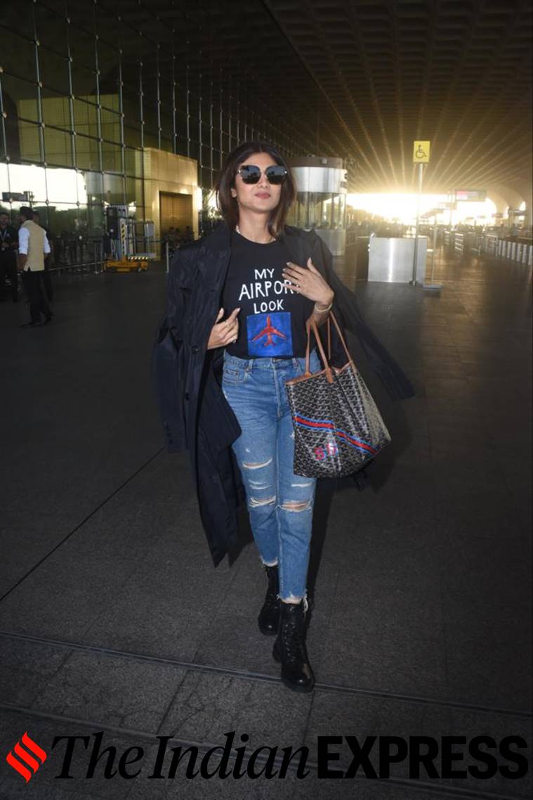 Shilpa Shetty spotted at the airport.