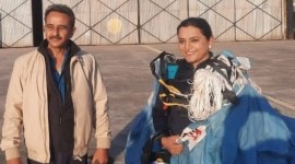 Powered hang glider skydive, Aerial athlete Shital Mahajan, Lok Sabha MP Kirti Vardhan Singh, Aero Club of India, Inauguration of Aero Modelling Fellowship Program, Skydiving and parachuting, Padma Shri awardee, Environmental activism, FAI (Federation of Aeronautical Internationale), National record skydiving