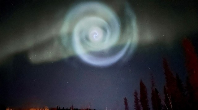 spiral in the sky caused by spaceX fuel dump