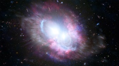 Two galaxies with supermassive black holes colliding