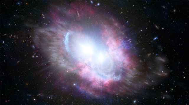 Two galaxies with supermassive black holes colliding