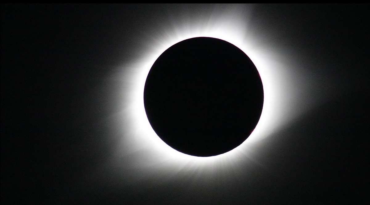 black and white image of total solar eclipse
