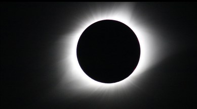 black and white image of total solar eclipse