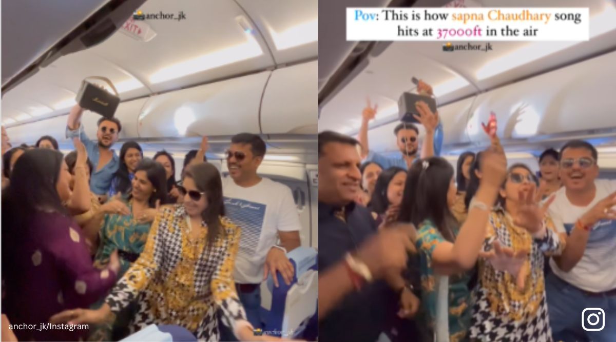 Wedding guests groove to a Haryanvi song onboard a flight to Qatar