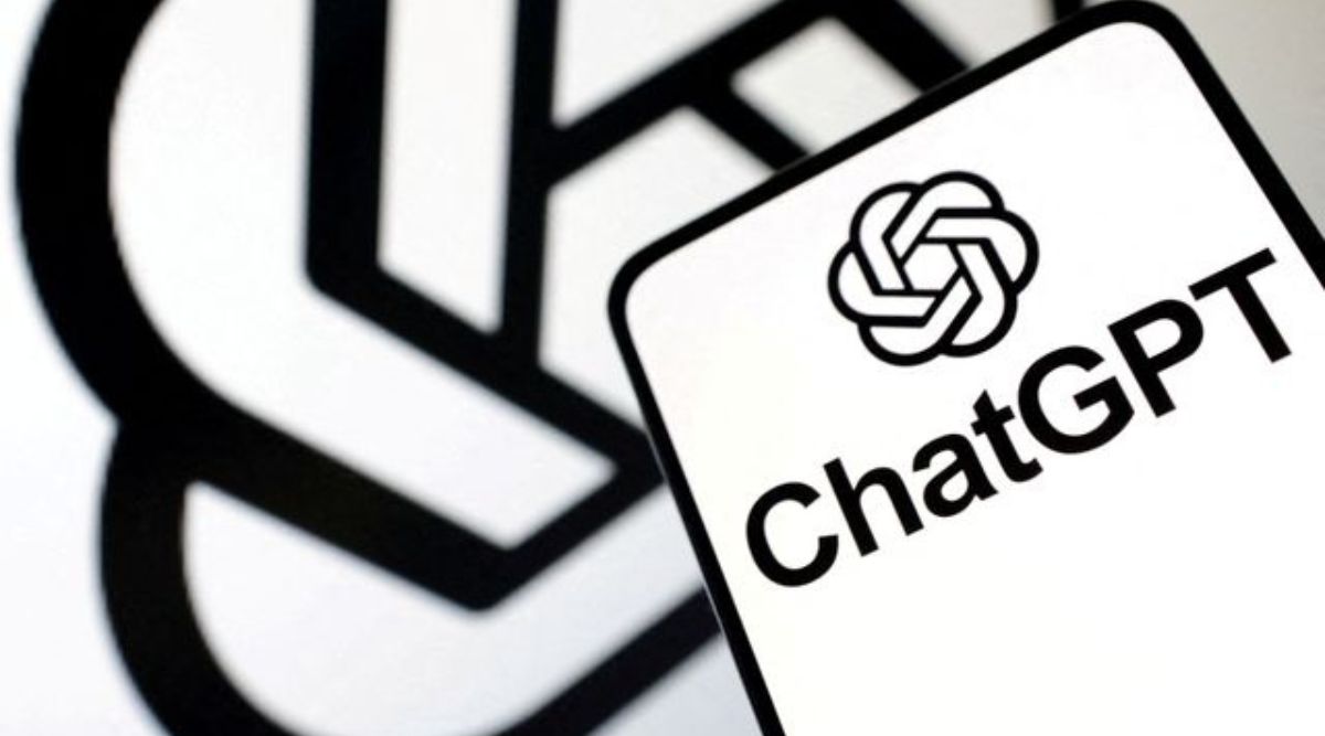 ChatGPT logo on a phone screen with the OPen AI logo in the background.