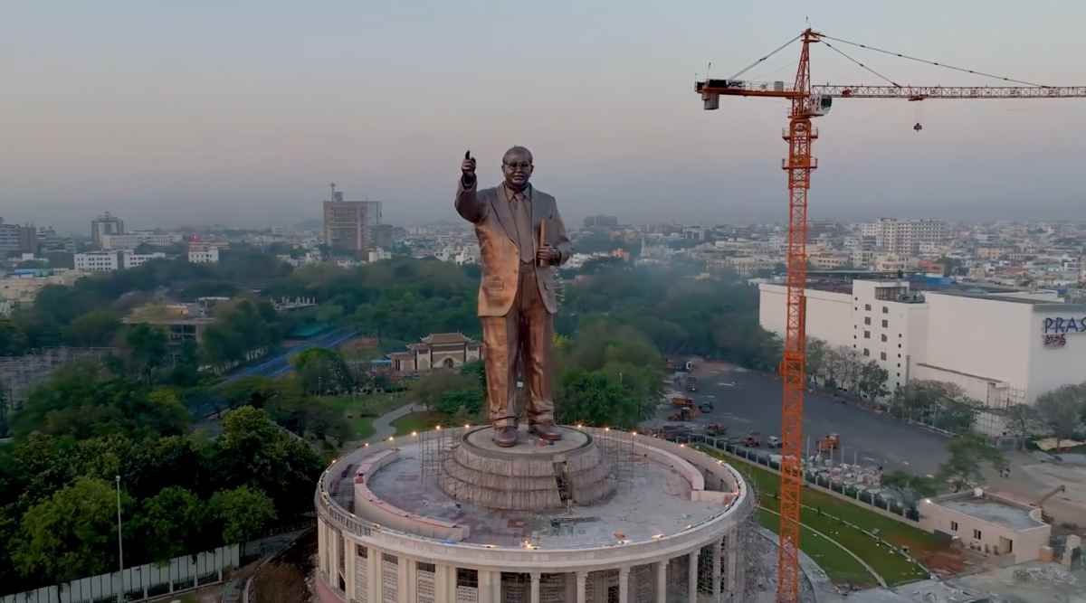KCR unveils 125-ft tall bronze statue of Dr B R Ambedkar on his ...